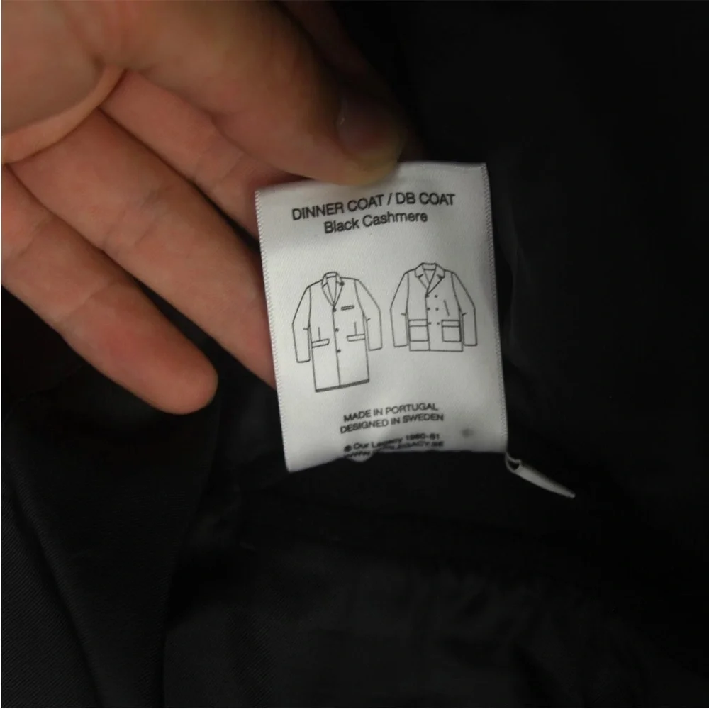 OUR LEGACY 1980-81 Black Cashmere Dinner Coat Mens 46 Black Wool Cashmere Blend - Picture 9 of 16